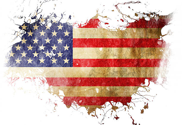 American flag with some grunge effects and lines